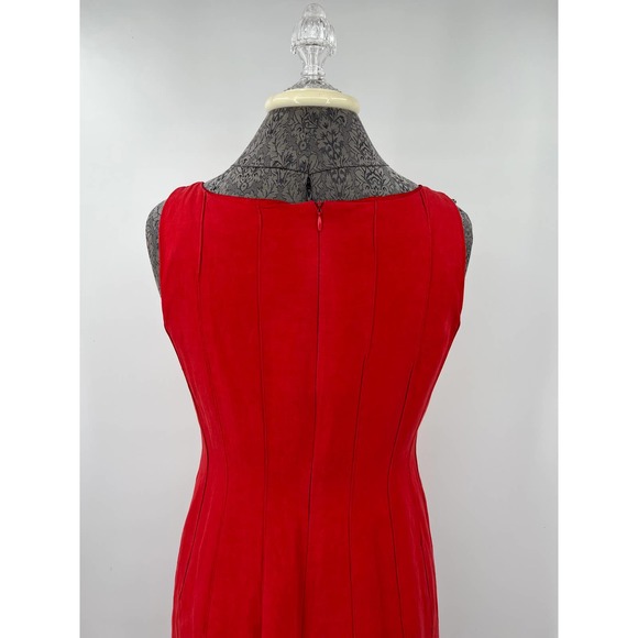 Due' per Due' silk and linen women's red tailored sleeveless dress size 6 - Picture 4 of 6